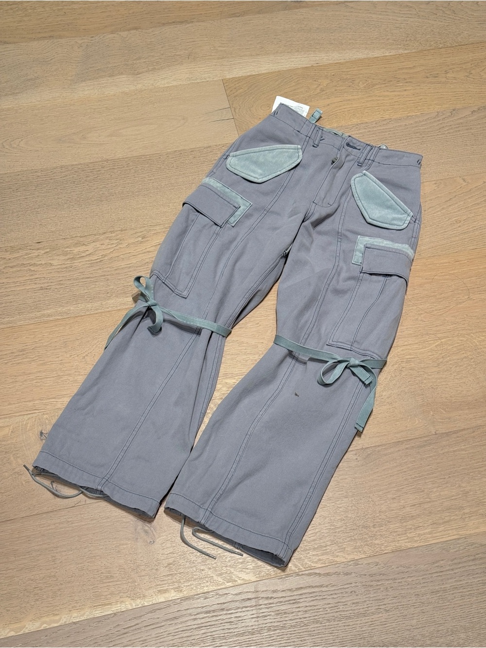 R13 CROPPED CARGO Faded Steel Blue Canvas - Picture 1 of 16